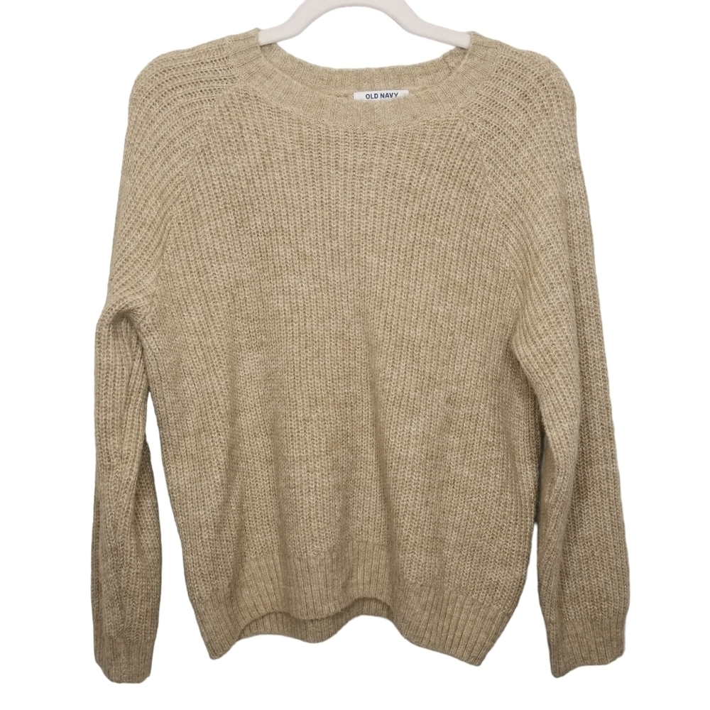 💙3/$25💙 Old Navy Camel Knit  Crewneck Pullover Sweater , Oversized, Boxy‎